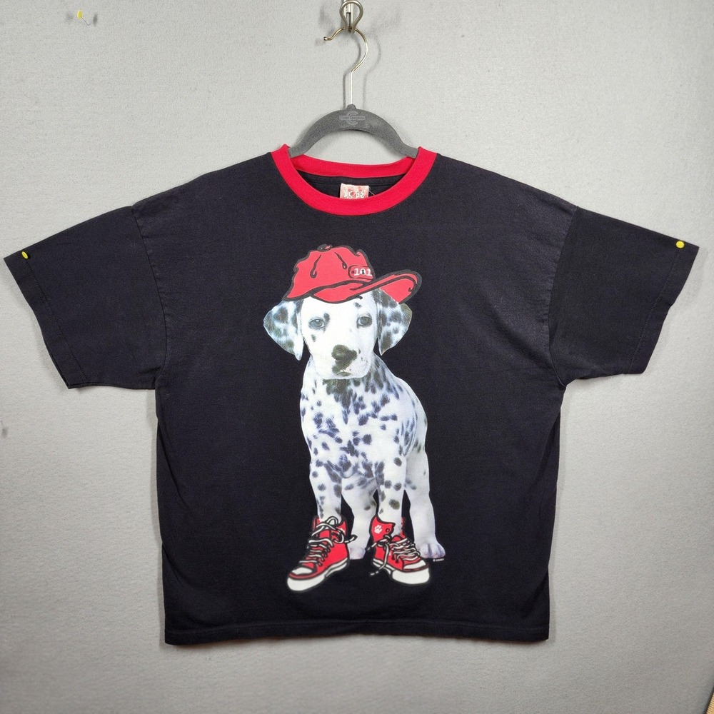 Dalmatians Ringer T Shirt Mens Large Black Red Dog Puppy Graphic‎ Tee 101 Hat